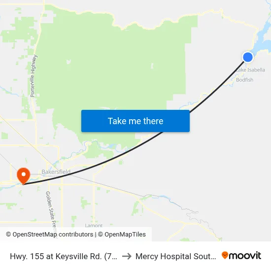 Hwy. 155 at Keysville Rd. (769819) to Mercy Hospital Southwest map