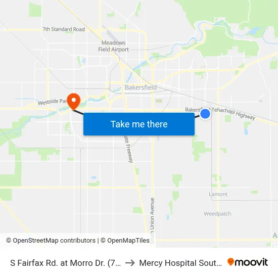 S Fairfax Rd. at Morro Dr. (760785) to Mercy Hospital Southwest map