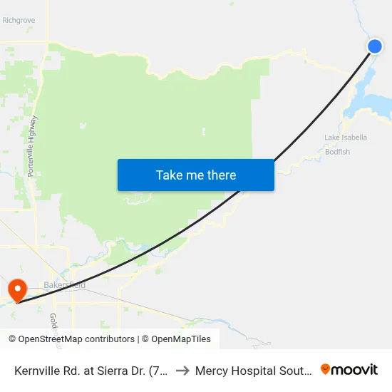 Kernville Rd. at Sierra Dr. (771171) to Mercy Hospital Southwest map