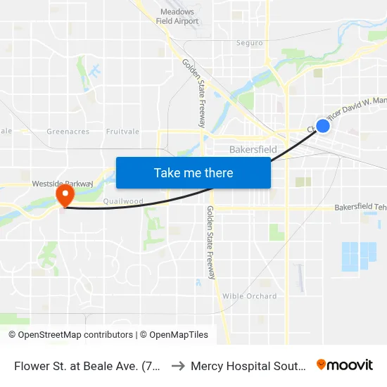Flower St. at Beale Ave. (760788) to Mercy Hospital Southwest map