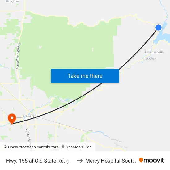 Hwy. 155 at Old State Rd. (761120) to Mercy Hospital Southwest map