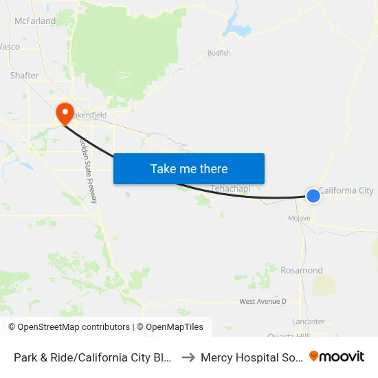 Park & Ride/California City Blvd. (768724) to Mercy Hospital Southwest map