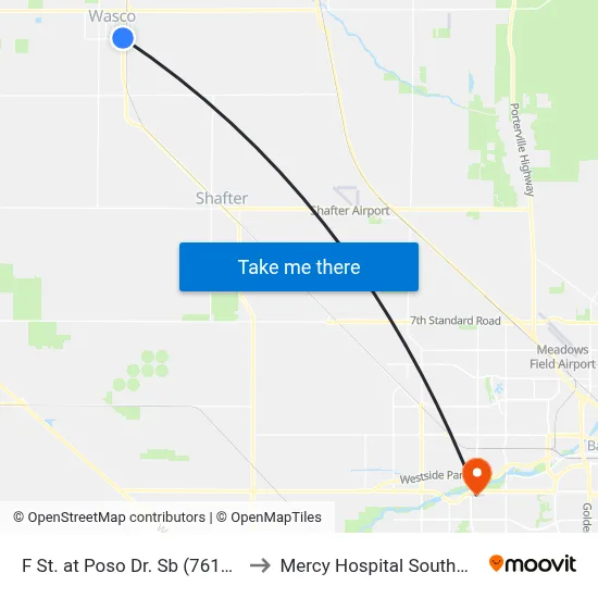 F St. at Poso Dr. Sb (761141) to Mercy Hospital Southwest map