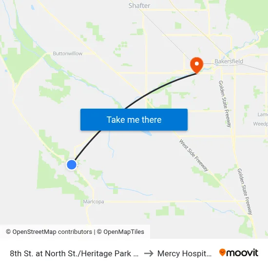 8th St. at North St./Heritage Park Senior Complex (760797) to Mercy Hospital Southwest map