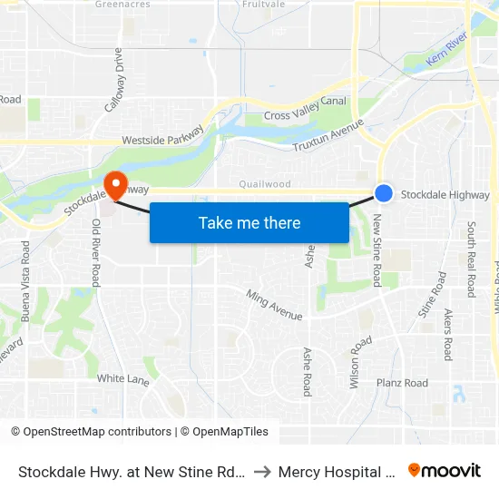 Stockdale Hwy. at New Stine Rd. (7/11) (769831) to Mercy Hospital Southwest map