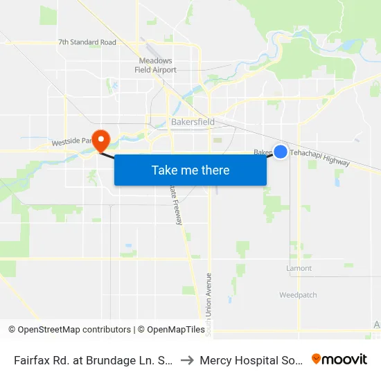 Fairfax Rd. at Brundage Ln. Sb (769827) to Mercy Hospital Southwest map