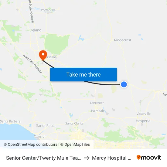 Senior Center/Twenty Mule Team Rd. (760841) to Mercy Hospital Southwest map