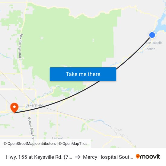 Hwy. 155 at Keysville Rd. (769818) to Mercy Hospital Southwest map