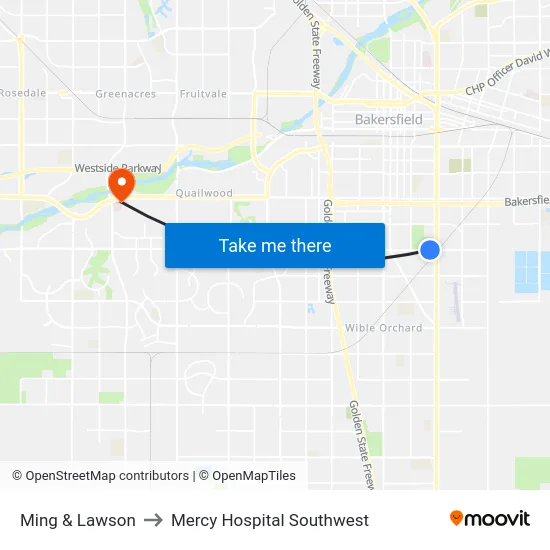 Ming & Lawson to Mercy Hospital Southwest map
