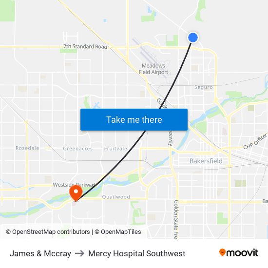 James & Mccray to Mercy Hospital Southwest map