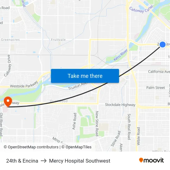 24th & Encina to Mercy Hospital Southwest map