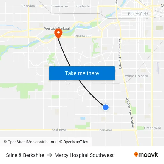 Stine & Berkshire to Mercy Hospital Southwest map