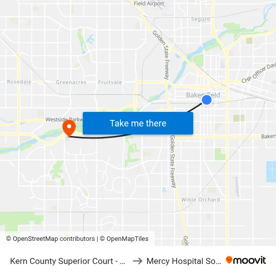 Kern County Superior Court - Truxtun Ave. to Mercy Hospital Southwest map