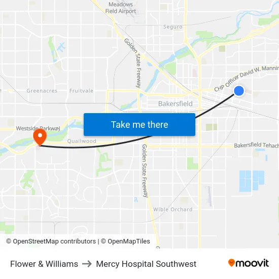 Flower & Williams to Mercy Hospital Southwest map