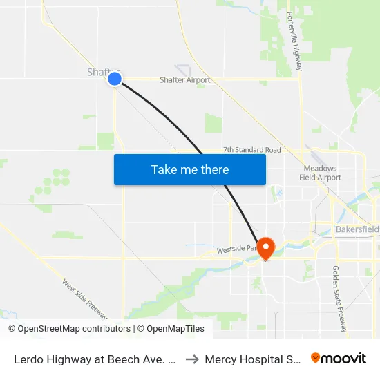 Lerdo Highway at Beech Ave. Nb (2618132) to Mercy Hospital Southwest map
