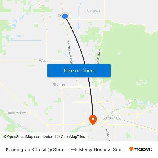 Kensington & Cecil @ State Market to Mercy Hospital Southwest map