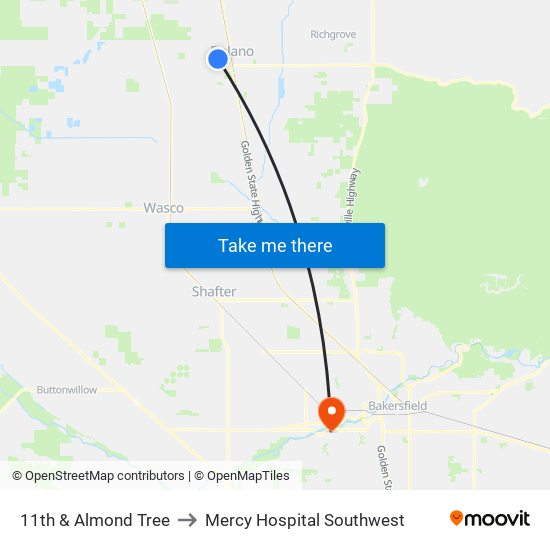 11th & Almond Tree to Mercy Hospital Southwest map