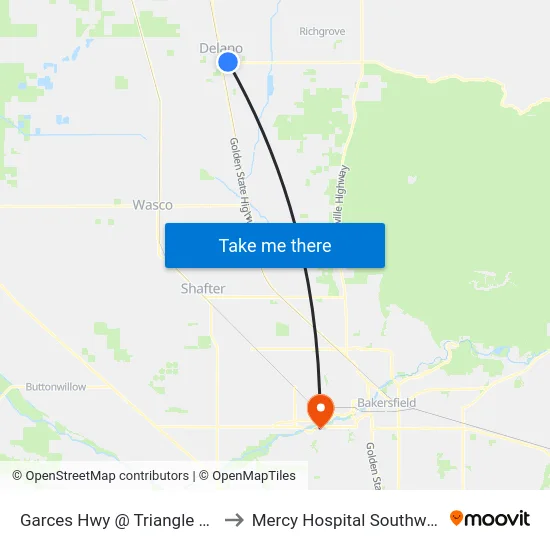 Garces Hwy @ Triangle Eye to Mercy Hospital Southwest map