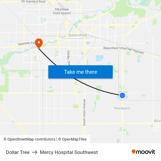 Dollar Tree to Mercy Hospital Southwest map