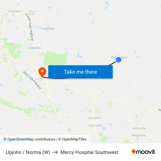 Upjohn / Norma (W) to Mercy Hospital Southwest map