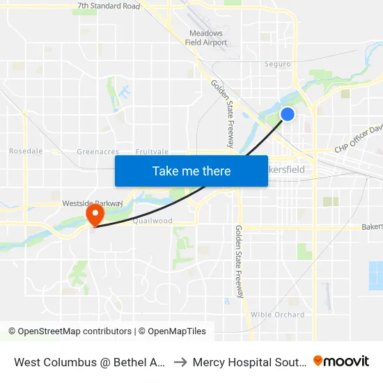 West Columbus @ Bethel Academy to Mercy Hospital Southwest map