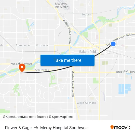 Flower & Gage to Mercy Hospital Southwest map