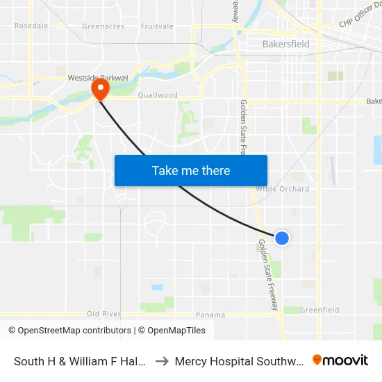 South H & William F Halsey to Mercy Hospital Southwest map