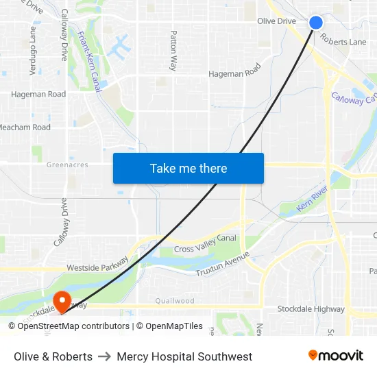 Olive & Roberts to Mercy Hospital Southwest map