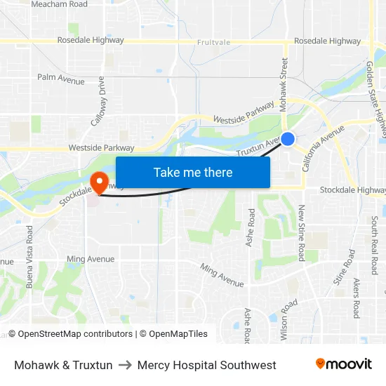Mohawk & Truxtun to Mercy Hospital Southwest map