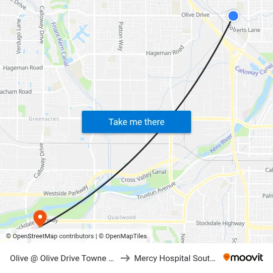 Olive @ Olive Drive Towne Center to Mercy Hospital Southwest map