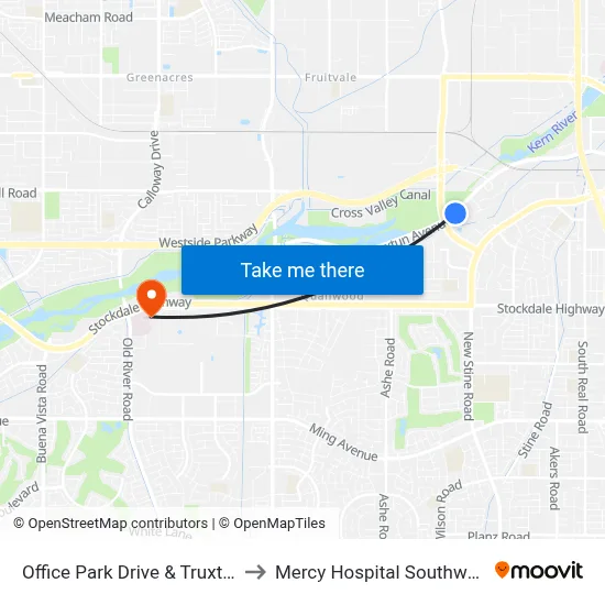Office Park Drive & Truxtun to Mercy Hospital Southwest map
