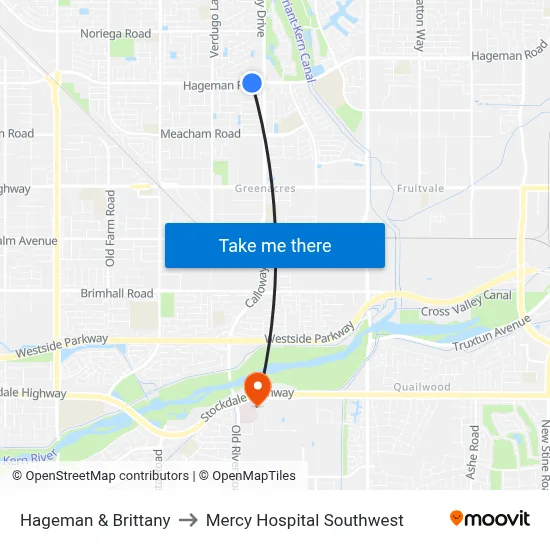 Hageman & Brittany to Mercy Hospital Southwest map