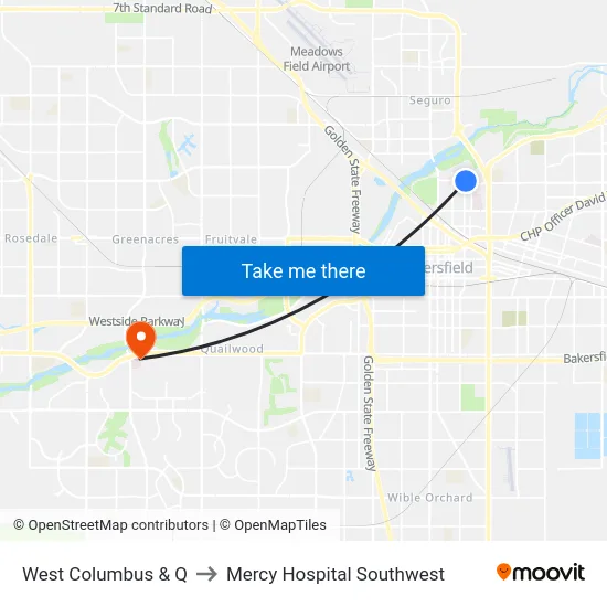 West Columbus & Q to Mercy Hospital Southwest map