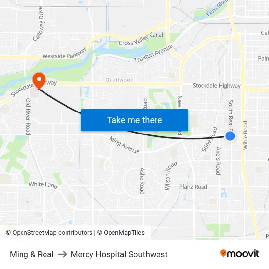 Ming & Real to Mercy Hospital Southwest map