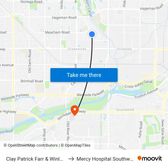 Clay Patrick Farr & Winlock to Mercy Hospital Southwest map
