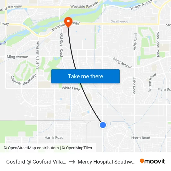 Gosford @ Gosford Village to Mercy Hospital Southwest map