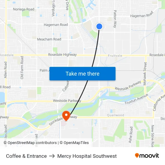 Coffee & Entrance to Mercy Hospital Southwest map