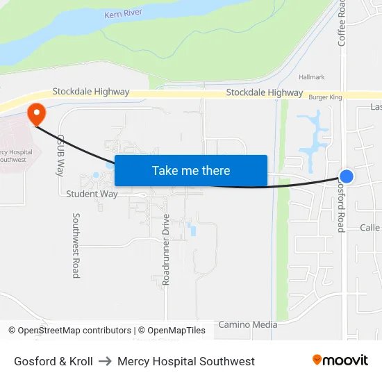 Gosford & Kroll to Mercy Hospital Southwest map