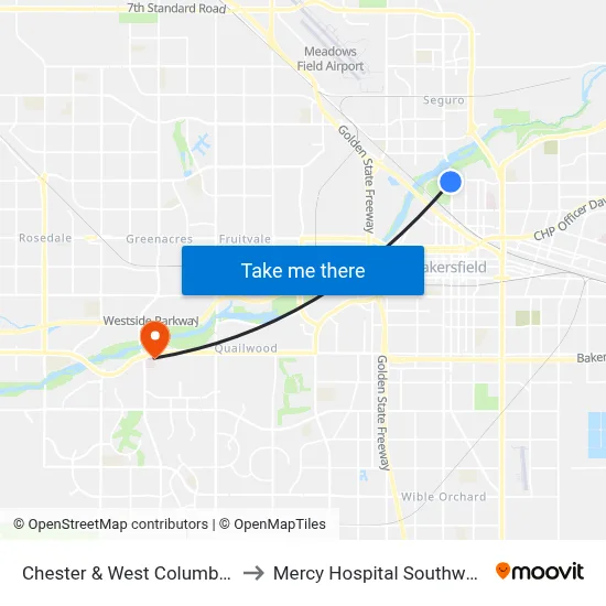 Chester & West Columbus to Mercy Hospital Southwest map