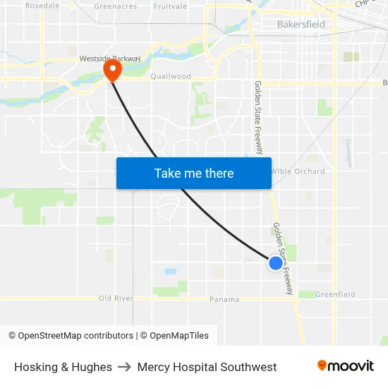Hosking & Hughes to Mercy Hospital Southwest map