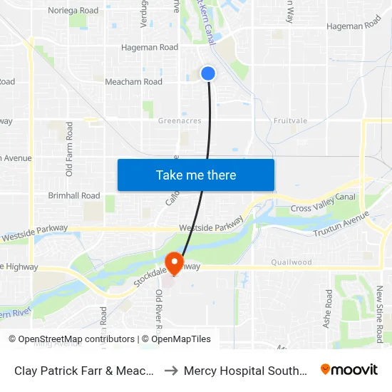 Clay Patrick Farr & Meacham to Mercy Hospital Southwest map