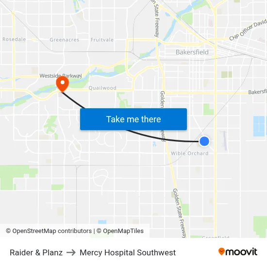 Raider & Planz to Mercy Hospital Southwest map