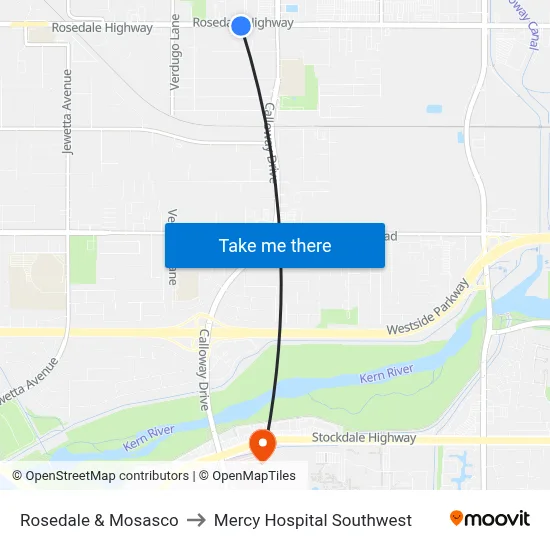 Rosedale & Mosasco to Mercy Hospital Southwest map