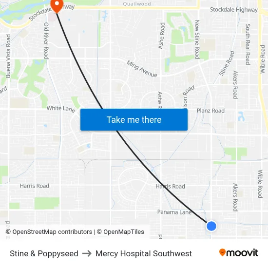 Stine & Poppyseed to Mercy Hospital Southwest map