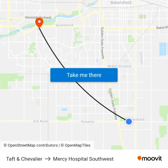 Taft & Chevalier to Mercy Hospital Southwest map