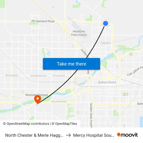North Chester & Merle Haggard Drive to Mercy Hospital Southwest map