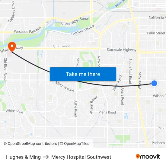 Hughes & Ming to Mercy Hospital Southwest map
