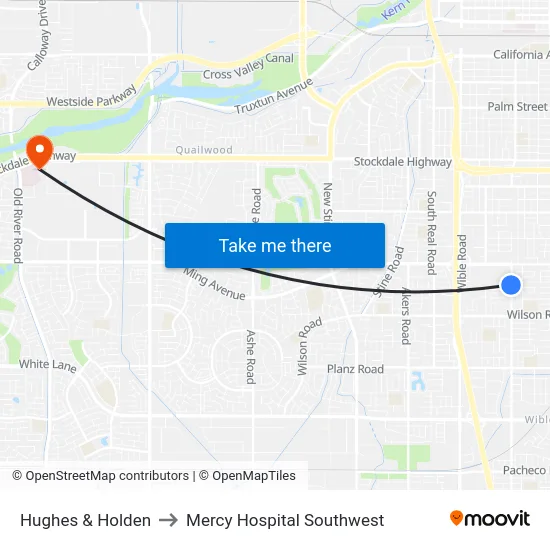 Hughes & Holden to Mercy Hospital Southwest map