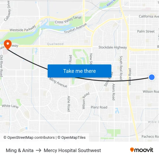 Ming & Anita to Mercy Hospital Southwest map