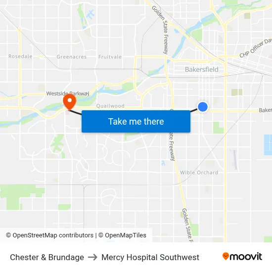 Chester & Brundage to Mercy Hospital Southwest map
